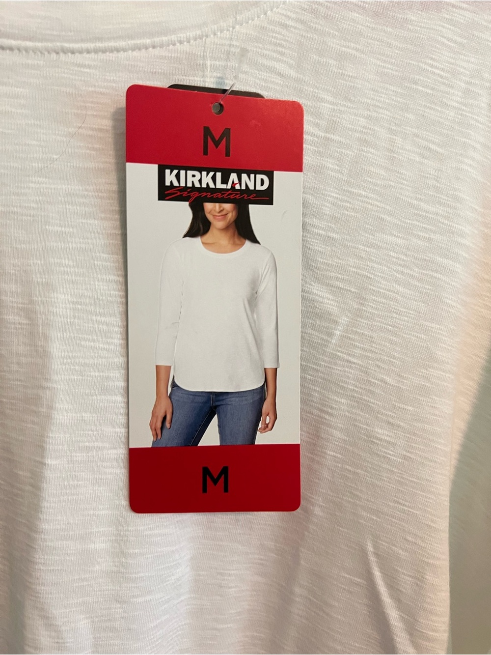 NWT Kirkland Signature White 3/4 Sleeve Layered Tee - M - Picture 2 of 8